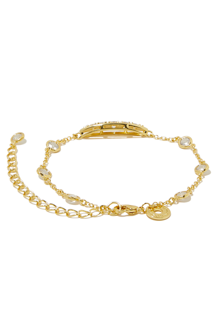 Bezel Station Bracelet, Gold-Plated Brass